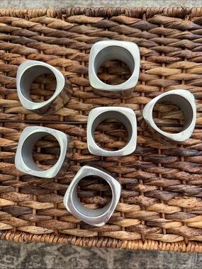 Set of 6 Modern Silver Napkin Rings